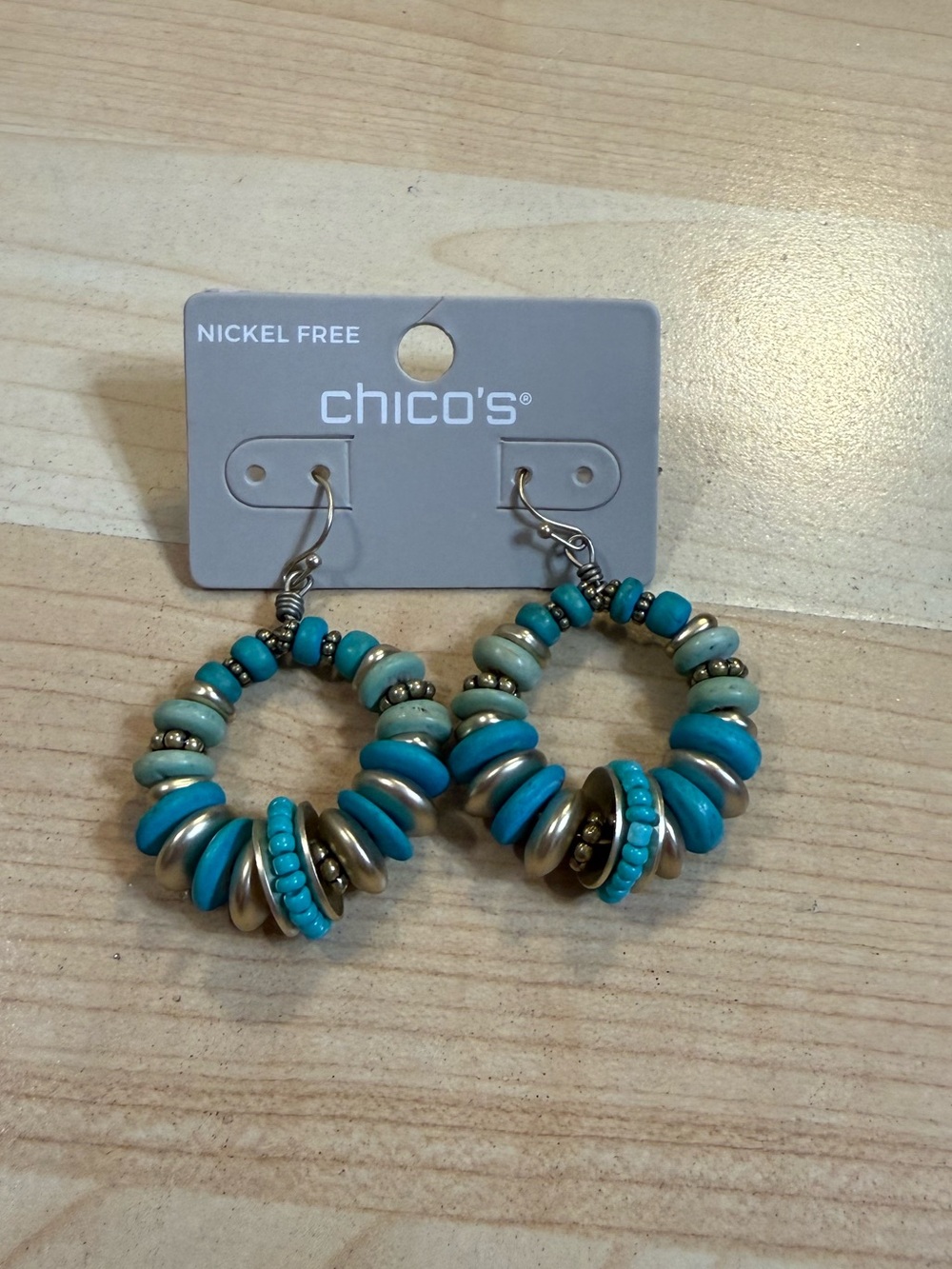 Chico’s Nickel Free Turquoise Hoop Earrings